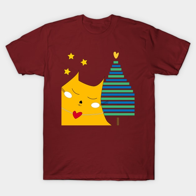 Xmas Cat T-Shirt by teeco